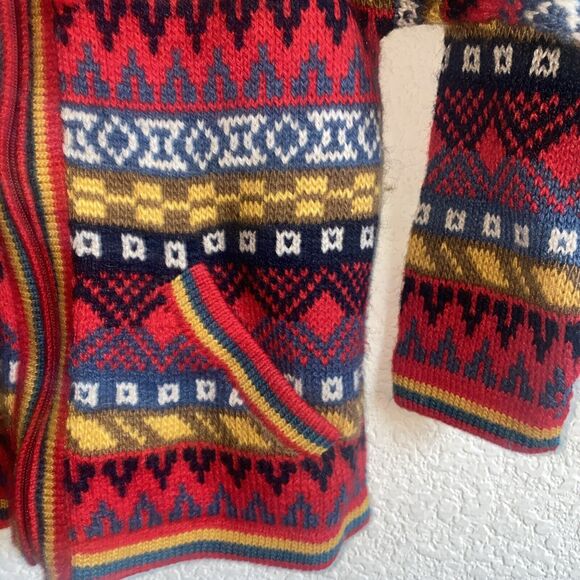 100% Alpaca Knit Hooded Western Aztec Boho Southwest Unisex Kids Sweater Zip - Picture 5 of 9